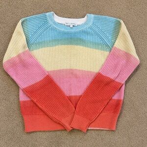 White + Warren Rainbow fisherman sweater